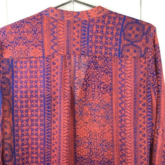 Kut from the Kloth Button Down Coral Blue Floral Top, Size Small - Picture 11 of 13